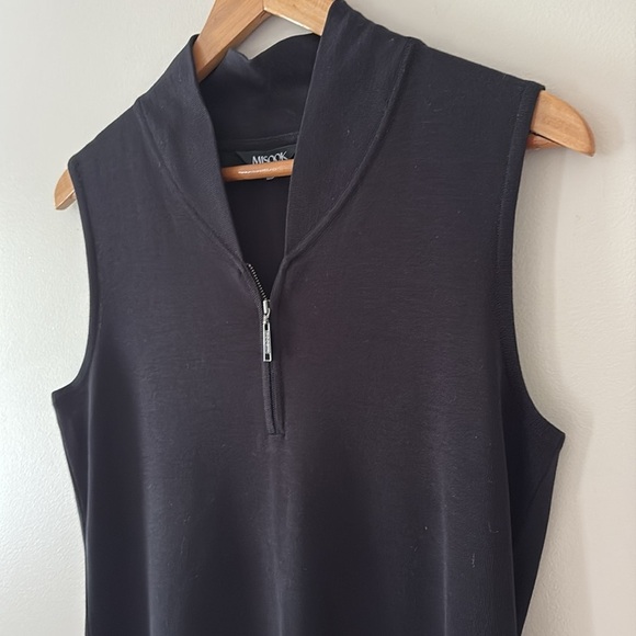 Misook Knit High V-Neck 1/4 Zip Sleeveless Top Black Size S - Picture 3 of 11